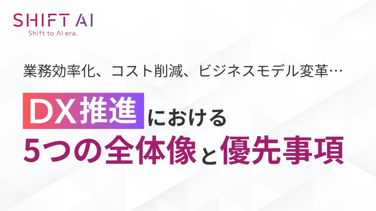 業務効率化、コスト削減、ビジネスモデル変革… DX推進における5つの全体像と優先事項